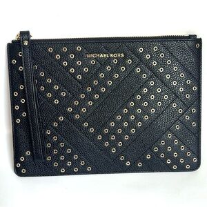 NWOT Michael Kors Black & Gold Hardware Clutch/Wristlet, Brand New